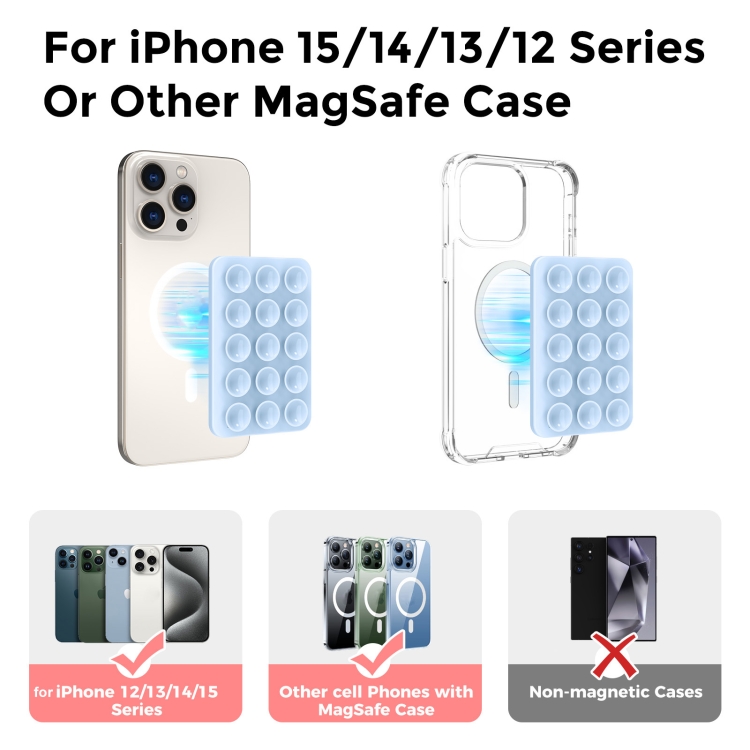 AhaStyle CY202 Suction Cup Magnetic Phone Holder Silicone Adhesive Mirror Sticker(Dark Blue)