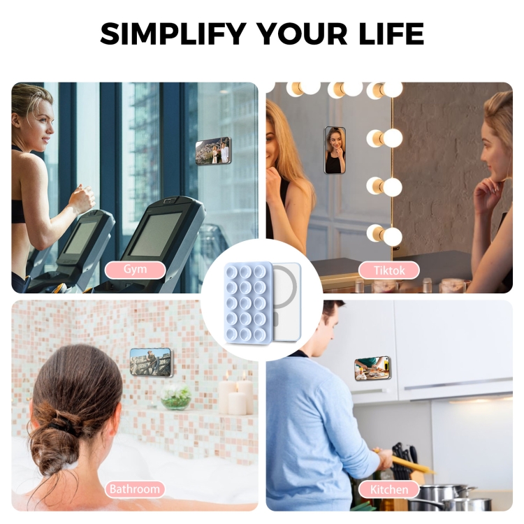 AhaStyle CY202 Suction Cup Magnetic Phone Holder Silicone Adhesive Mirror Sticker(Dark Blue)