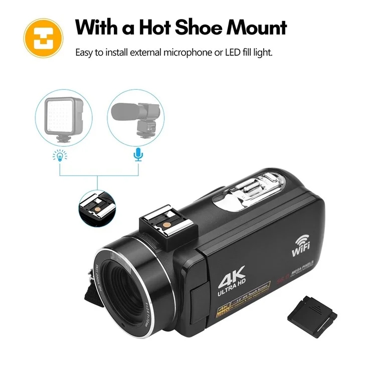 4K Digital Video Camera 3 Inch IPS Touch Screen 56MP 18X Digital Zoom ...