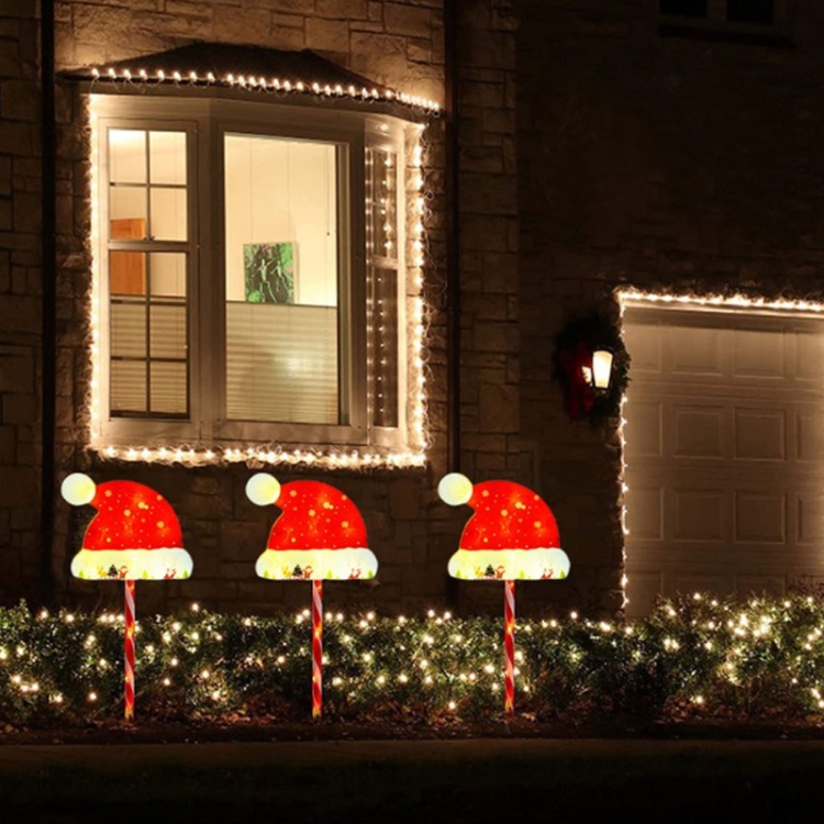 Outdoor LED Ground Plug Solar Christmas Road Sign, Style: Hat Snowflake Road Sign