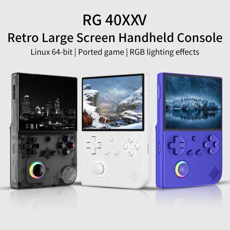 ANBERNIC RG40XXV Vertical HD Screen Joystick Game Console With Ambient Light Portable Retro Handheld Console, Size: 64GB(Black) - B1