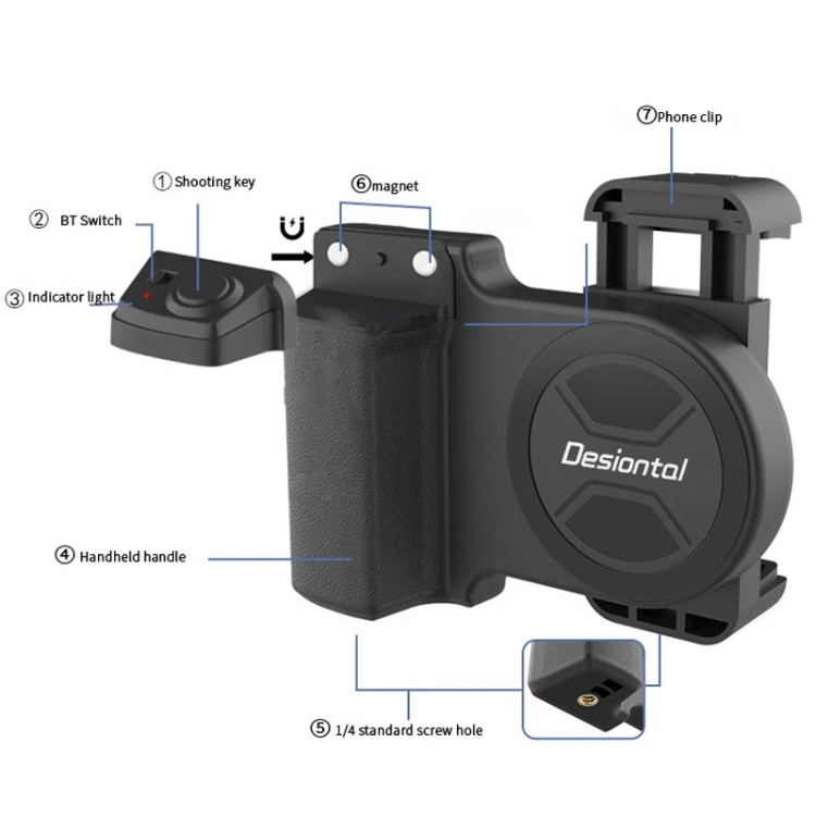 Desiontal PH-30A Mobile Phone Portable Bluetooth Remote Control Live Photo Anti-Shake Camera Aid(Black) Desiontal PH-30A Mobile Phone Portable Bluetooth Remote Control Live Photo Anti-Shake Camera Aid(Black)