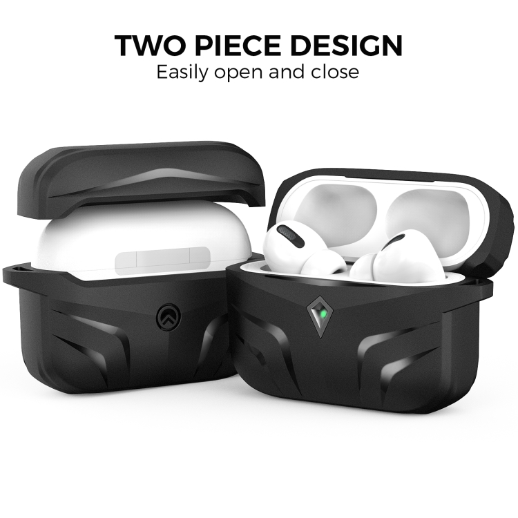 For Airpods Pro AhaStyle PT140 Diamond Edge TPU Split Drop Protection Case, Color: Black For Airpods Pro AhaStyle PT140 Diamond Edge TPU Split Drop Protection Case, Color: Black