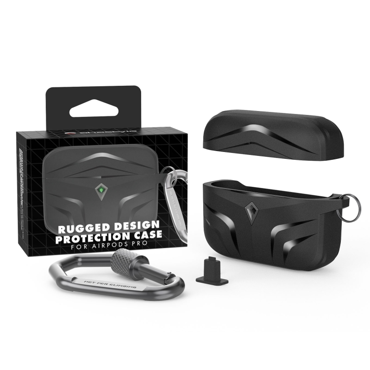 For Airpods Pro AhaStyle PT140 Diamond Edge TPU Split Drop Protection Case, Color: Black For Airpods Pro AhaStyle PT140 Diamond Edge TPU Split Drop Protection Case, Color: Black