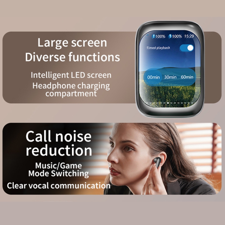 IB G9 Slider Bluetooth Earbuds With Smart Touch-Control Color Screen Supports APP And Multiple Languages(Black) IB G9 Slider Bluetooth Earbuds With Smart Touch-Control Color Screen Supports APP And Multiple Languages(Black)