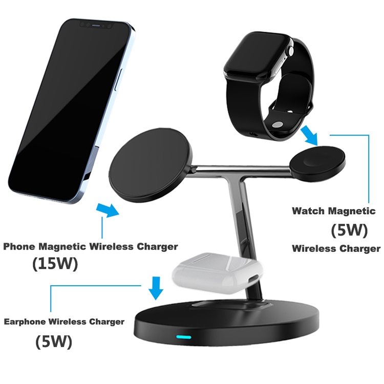 D10 3-In-1 15W Magnetic Mobile Phone Earphone Watch Wireless Fast Charger(Black) D10 3-In-1 15W Magnetic Mobile Phone Earphone Watch Wireless Fast Charger(Black)