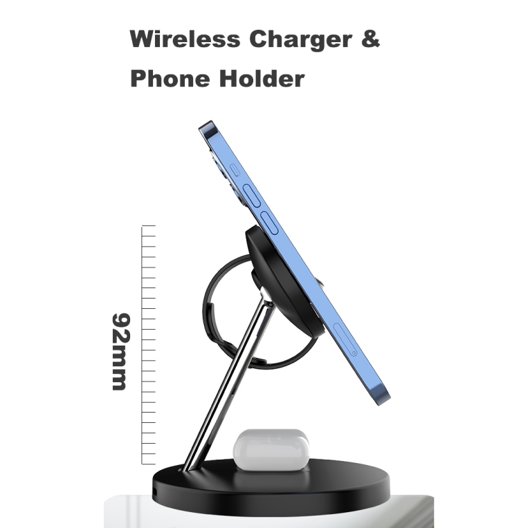 D10 3-In-1 15W Magnetic Mobile Phone Earphone Watch Wireless Fast Charger(Black) D10 3-In-1 15W Magnetic Mobile Phone Earphone Watch Wireless Fast Charger(Black)