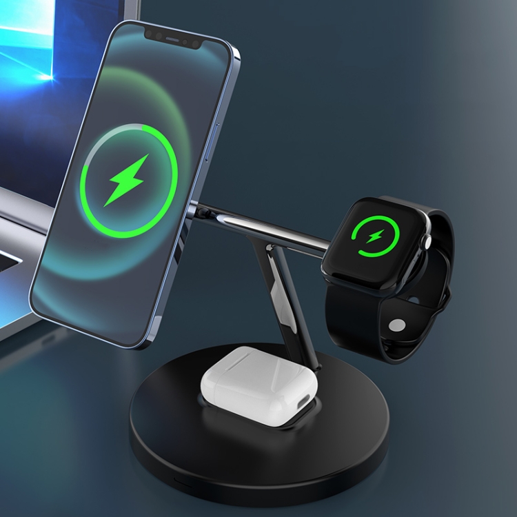 D10 3-In-1 15W Magnetic Mobile Phone Earphone Watch Wireless Fast Charger(Black) D10 3-In-1 15W Magnetic Mobile Phone Earphone Watch Wireless Fast Charger(Black)