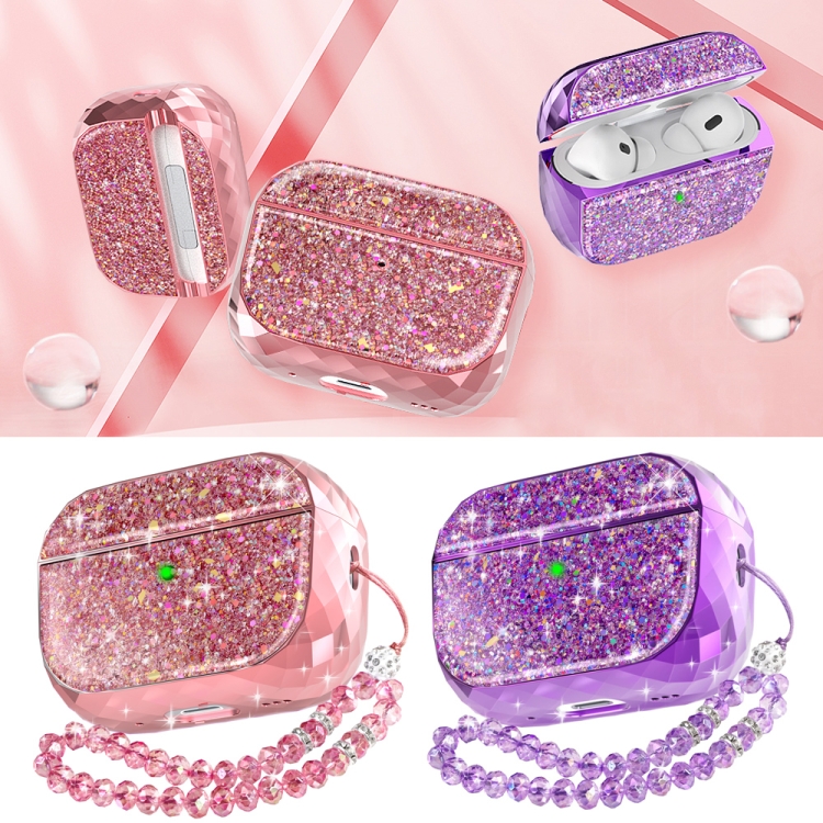 For AirPods Pro 2 AhaStyle PT119 Wireless Earphone Split Electroplated Protective Case(Pink) For AirPods Pro 2 AhaStyle PT119 Wireless Earphone Split Electroplated Protective Case(Pink)