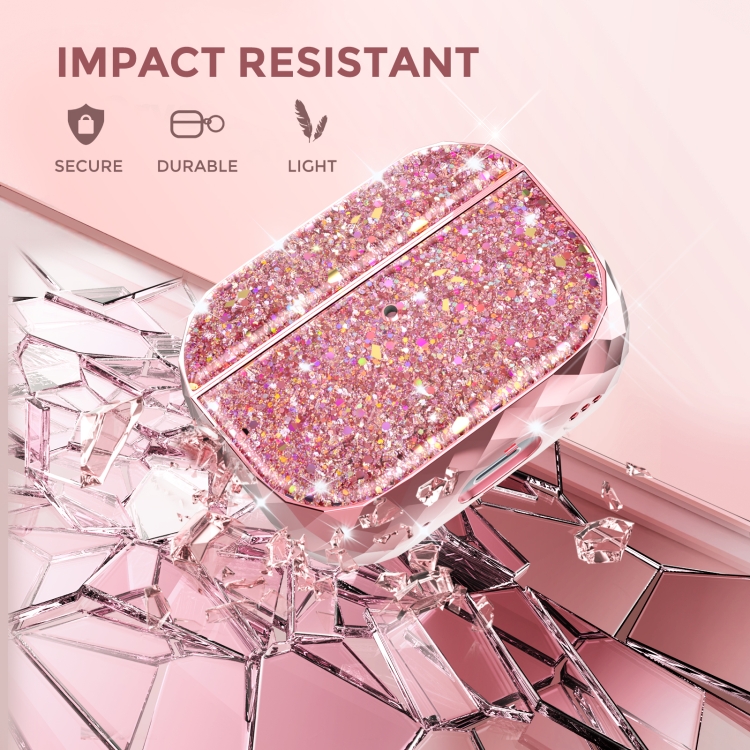 For AirPods Pro 2 AhaStyle PT119 Wireless Earphone Split Electroplated Protective Case(Pink) For AirPods Pro 2 AhaStyle PT119 Wireless Earphone Split Electroplated Protective Case(Pink)