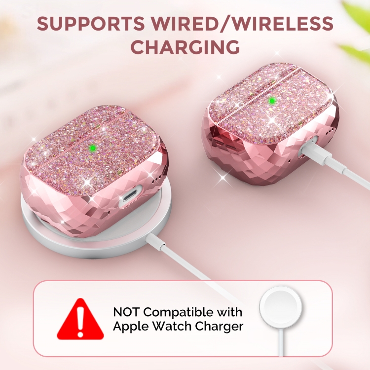 For AirPods Pro 2 AhaStyle PT119 Wireless Earphone Split Electroplated Protective Case(Pink) For AirPods Pro 2 AhaStyle PT119 Wireless Earphone Split Electroplated Protective Case(Pink)