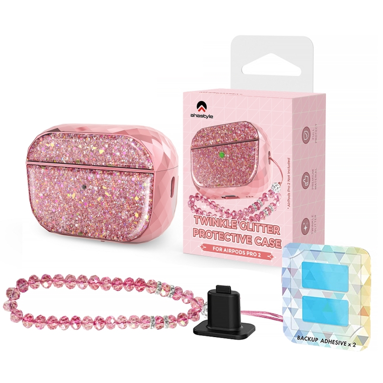 For AirPods Pro 2 AhaStyle PT119 Wireless Earphone Split Electroplated Protective Case(Pink) For AirPods Pro 2 AhaStyle PT119 Wireless Earphone Split Electroplated Protective Case(Pink)