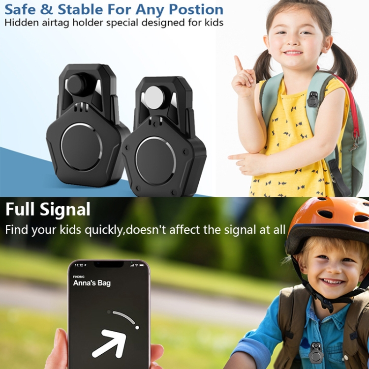 For AirTag Tracker Magnetic Lock Case Waterproof Hidden Protective Cover(Black)
