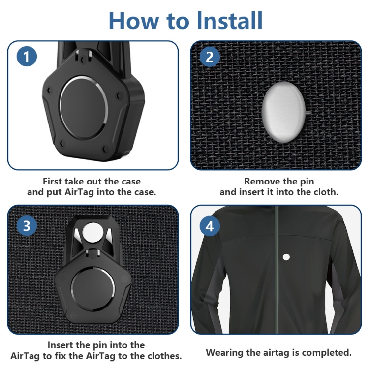 For AirTag Tracker Magnetic Lock Case Waterproof Hidden Protective Cover(Black)