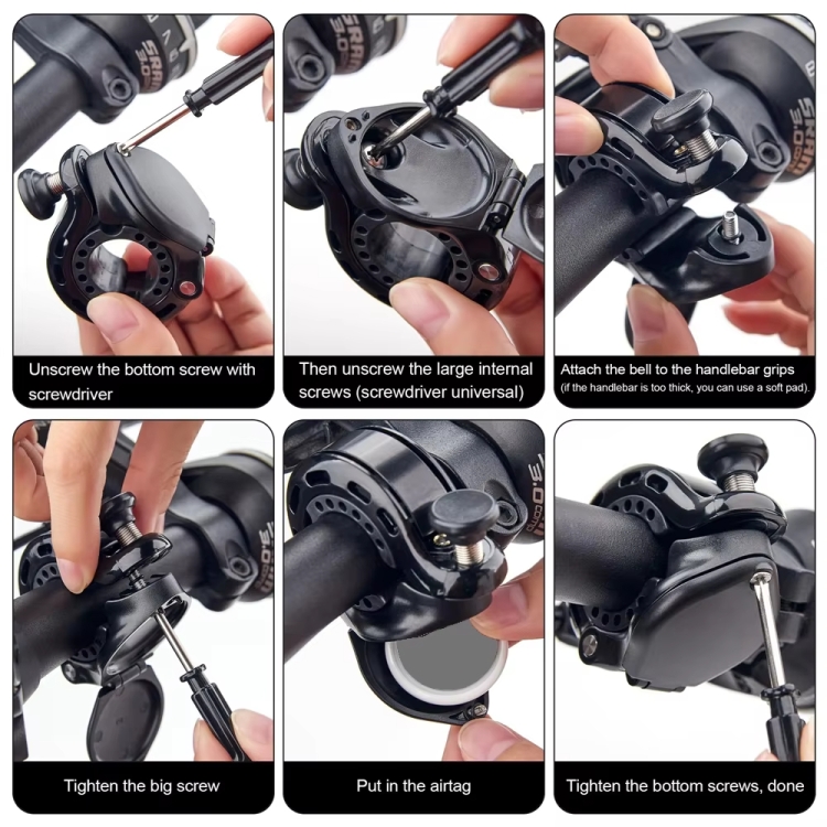 For AirTag Hidden Bicycle Bell Holder for AirTag Anti-Theft Mountain Bike Aluminum Horn
