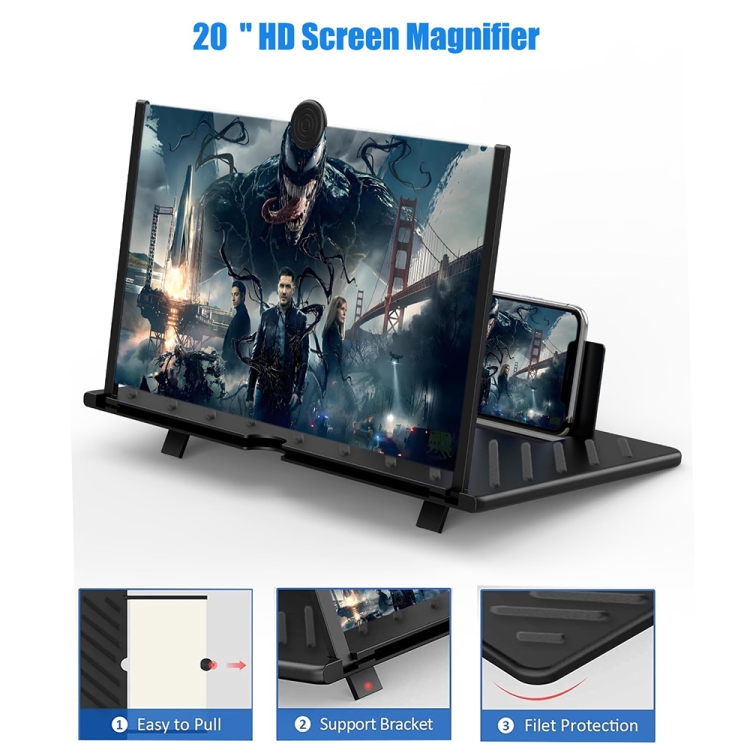 20-inch Pull-out Mobile Phone Screen Amplifier HD Desktop Viewing Mobile Phone Holder(Black) 20-inch Pull-out Mobile Phone Screen Amplifier HD Desktop Viewing Mobile Phone Holder(Black)