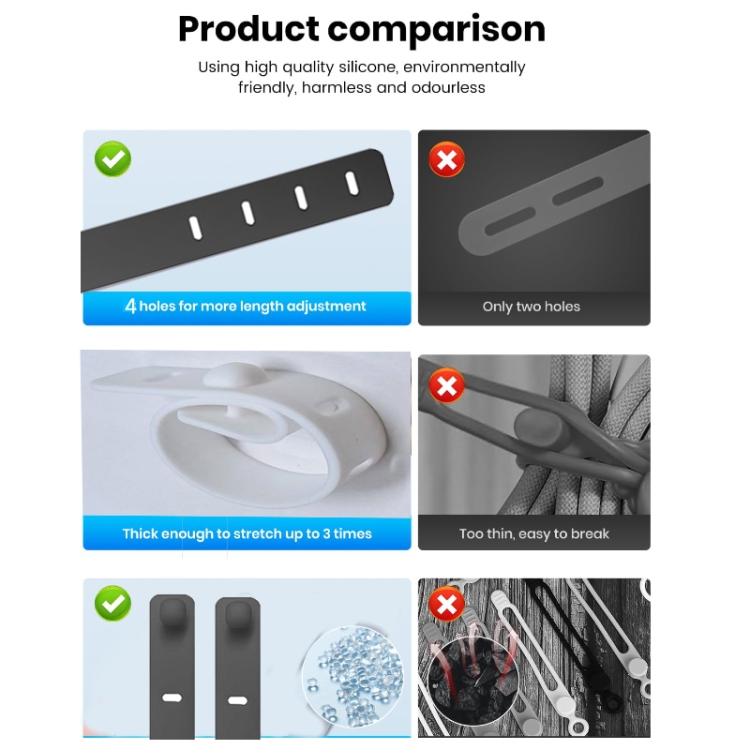 10pcs /Pack 125mm Silicone Cable Tie 4 Hole Wire Winder Fastener(Black) 10pcs /Pack 125mm Silicone Cable Tie 4 Hole Wire Winder Fastener(Black)