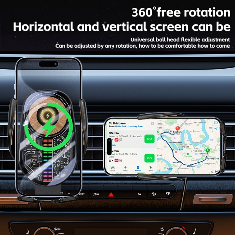 15W Car Sound Pickup Atmosphere Light Wireless Mobile Phone Charging Stand(Black) 15W Car Sound Pickup Atmosphere Light Wireless Mobile Phone Charging Stand(Black)