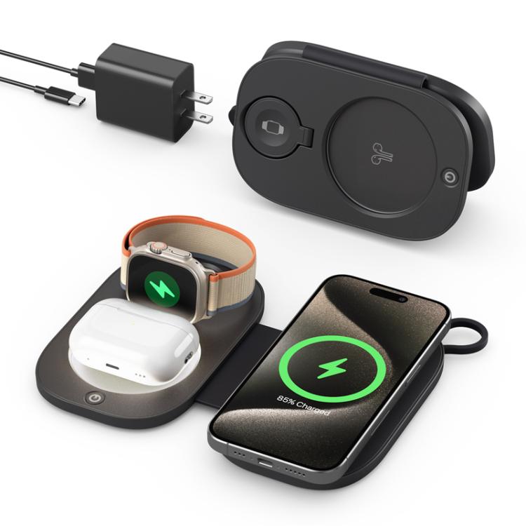 T5 3 In 1 Folding Magnetic Wireless Charger For Apple Watch / iPhone / AirPods(Black) T5 3 In 1 Folding Magnetic Wireless Charger For Apple Watch / iPhone / AirPods(Black)