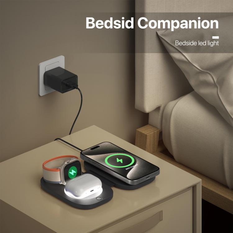 T5 3 In 1 Folding Magnetic Wireless Charger For Apple Watch / iPhone / AirPods(Black) T5 3 In 1 Folding Magnetic Wireless Charger For Apple Watch / iPhone / AirPods(Black)