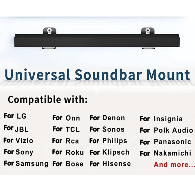 Universal Wall Mount Sound Bar Bracket For Speakers Within 5.1 Inch In Width(Black) Universal Wall Mount Sound Bar Bracket For Speakers Within 5.1 Inch In Width(Black)