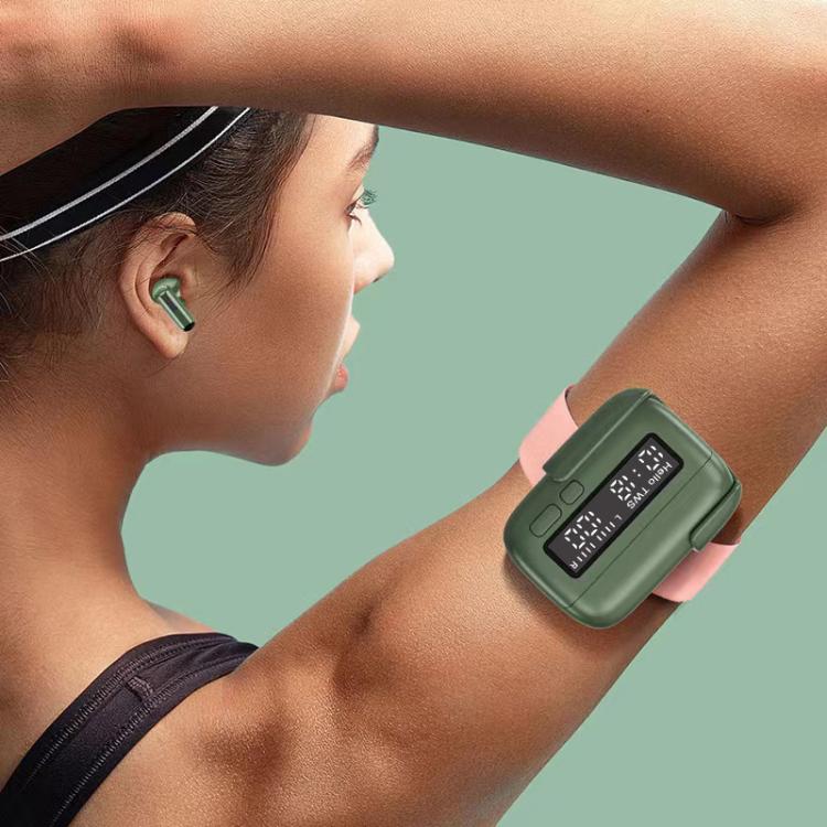 BPG Portable Wireless Bluetooth Earphones Unique Retro Trendy Digital Display Clock Noise Canceling Earphones(Green)