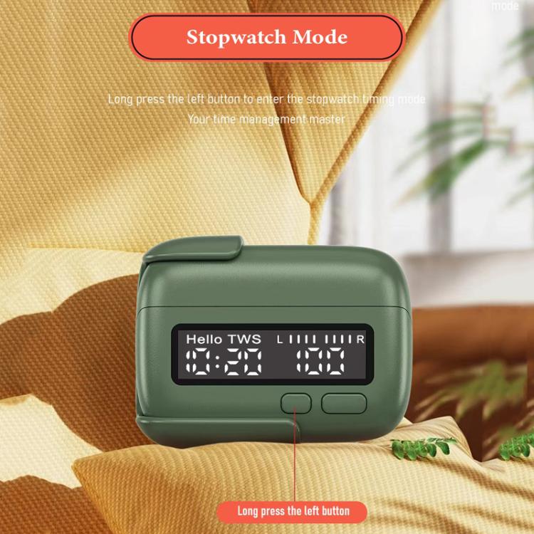 BPG Portable Wireless Bluetooth Earphones Unique Retro Trendy Digital Display Clock Noise Canceling Earphones(Green)