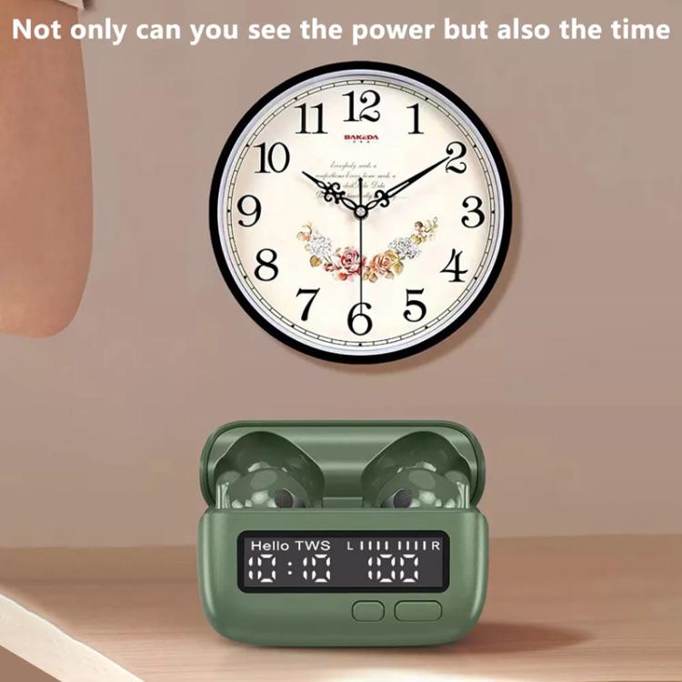 BPG Portable Wireless Bluetooth Earphones Unique Retro Trendy Digital Display Clock Noise Canceling Earphones(Green)