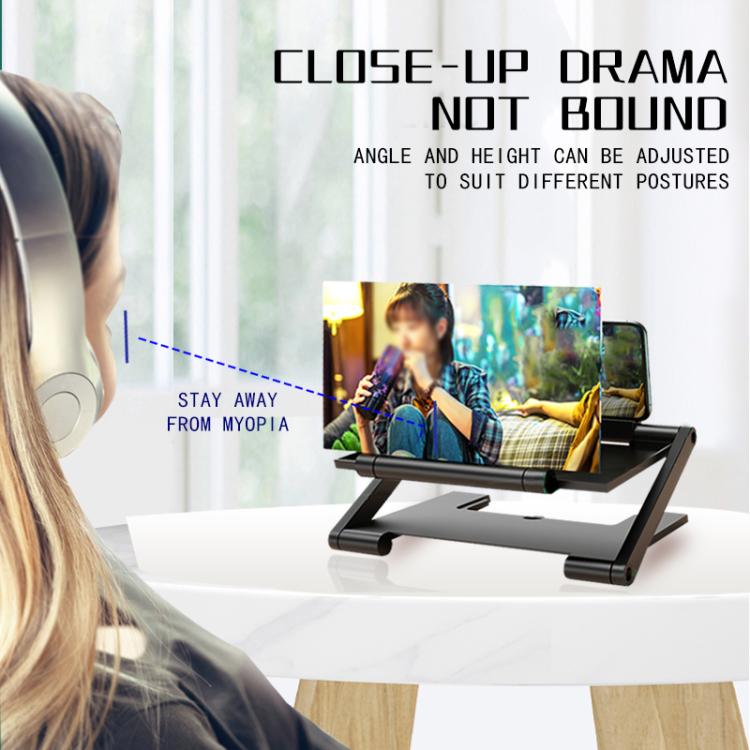 RK-C46 7-Inch Foldable Pull-Out Lifting HD Anti-Blue Light Mobile Phone Screen Amplifier, Color: Black RK-C46 7-Inch Foldable Pull-Out Lifting HD Anti-Blue Light Mobile Phone Screen Amplifier, Color: Black
