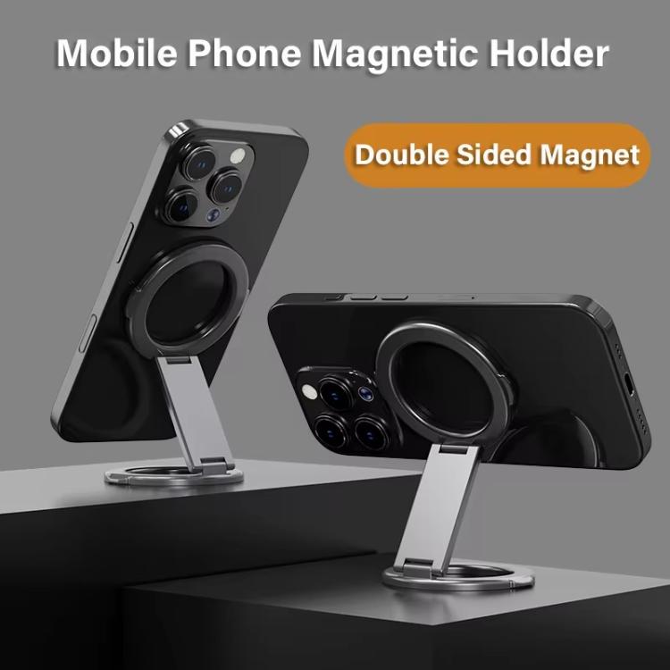 Foldable Double-sided Magnetic Phone Holder Gym Car Universal Stand, Spec: Mirror Type Black Foldable Double-sided Magnetic Phone Holder Gym Car Universal Stand, Spec: Mirror Type Black