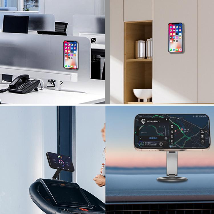 Foldable Double-sided Magnetic Phone Holder Gym Car Universal Stand, Spec: Mirror Type Black Foldable Double-sided Magnetic Phone Holder Gym Car Universal Stand, Spec: Mirror Type Black