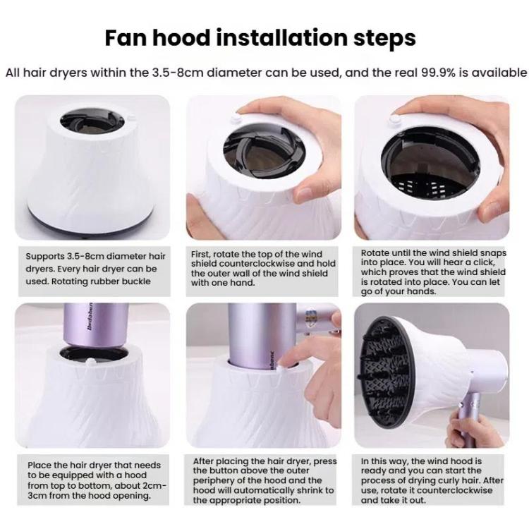 New Air Universal Hair Diffuser Hair-Dryer Air Hood Blow Mode Curl Hair Styler Artifact for Salon Curls at Home, Volume, and Frizz-Free Shine-White