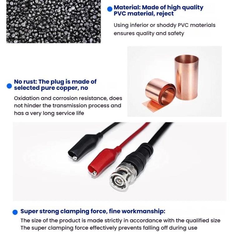 2Pcs Oscilloscope Test Probe Lead Cable BNC Male Plug Q9 To Dual Alligator Clip 0 5m For Electronic Factory Etc