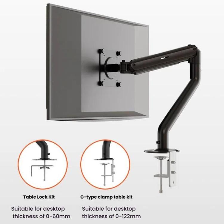 For 15-32 Inch Monitor Bracket Adjustable Gas Spring Computer Screen Desk Mount Stand(Black) - B7