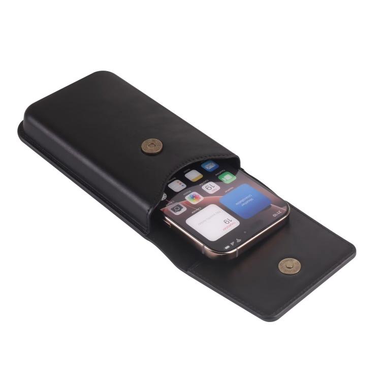 Étui Ceinture Vertical Noir Pour Smartphone 6,5 Pouces - Marque Avizar - Neuf Similicuir