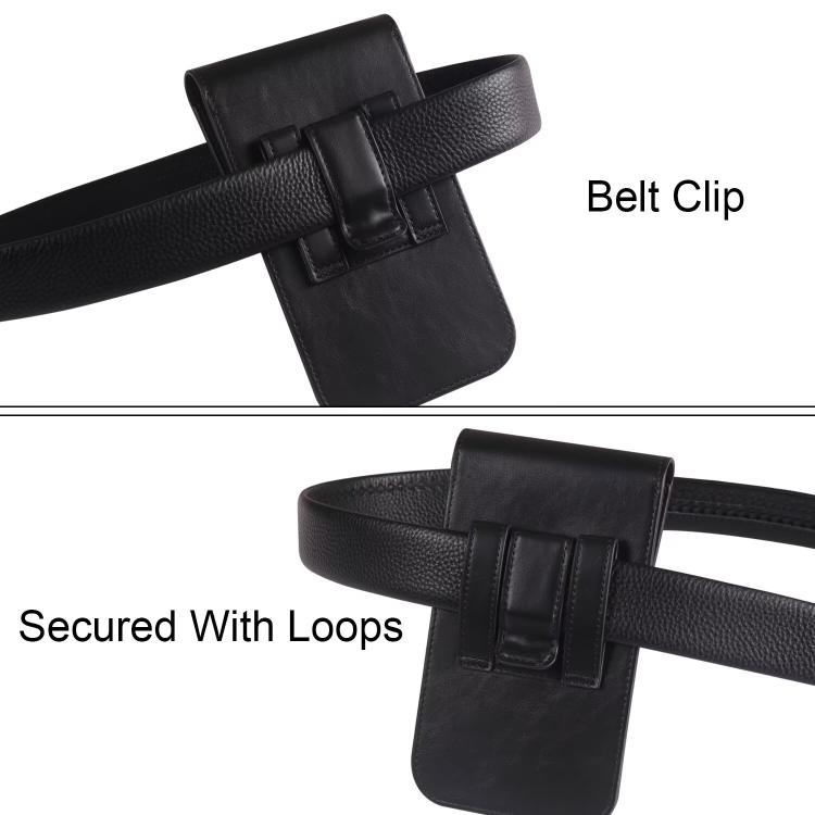 Étui Ceinture Vertical Téléphone 5,2 à 6 Pouces - Pochette Nylon Avec Clip Robuste Noir