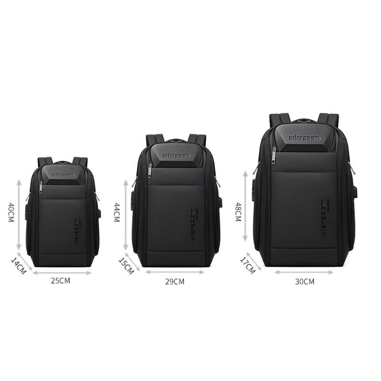 wiersaam Men Waterproof Anti-Theft Business Backpack Travel Laptop Bag with USB Charging Port & Password Lock Small - B10