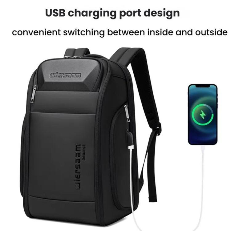 wiersaam Men Waterproof Anti-Theft Business Backpack Travel Laptop Bag with USB Charging Port & Password Lock Small - B6