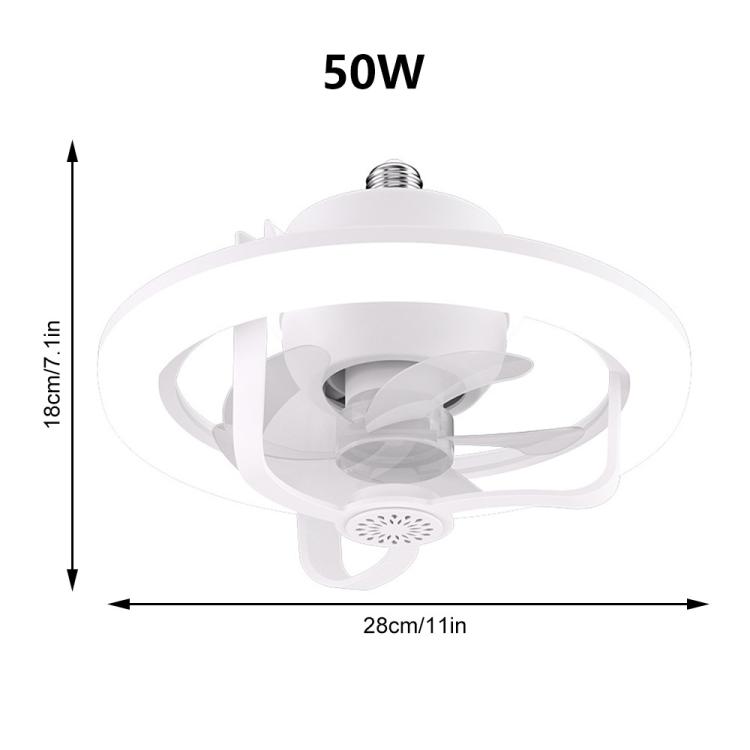 50W Ceiling Fan Light With E27 Socket 3 Speeds Adjustable RGB LED Strip(White) - B9