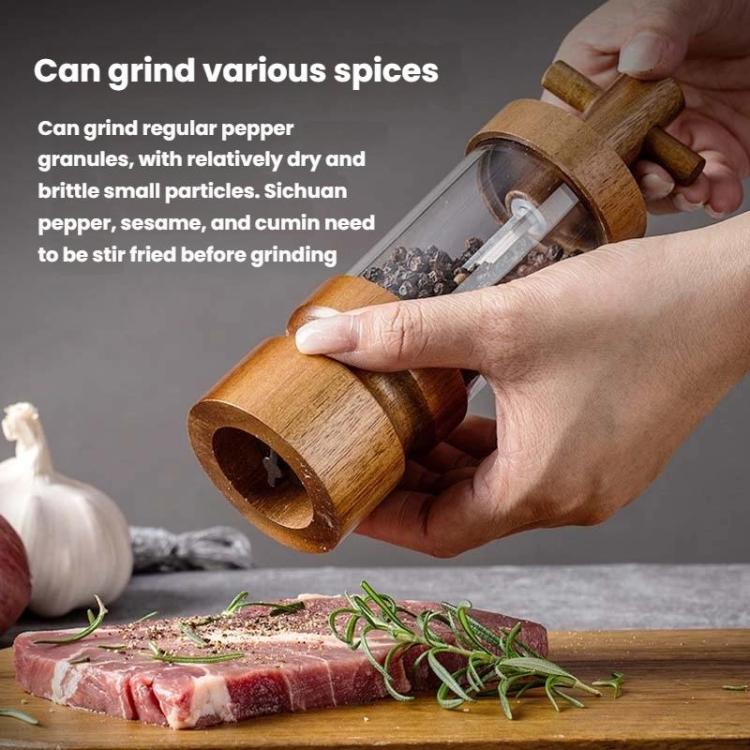 7 inch Manual Black Pepper Wood Grinder Transparent Acrylic Pepper  Seasoning Bottle, Spec: Single With Box