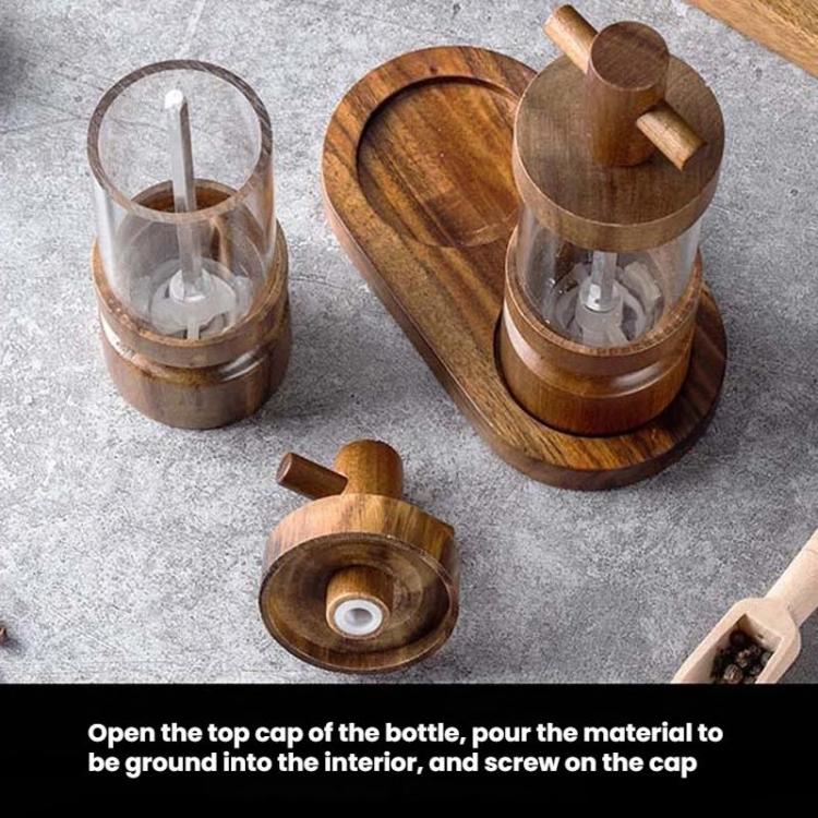 7 inch Manual Black Pepper Wood Grinder Transparent Acrylic Pepper  Seasoning Bottle, Spec: Single With Box