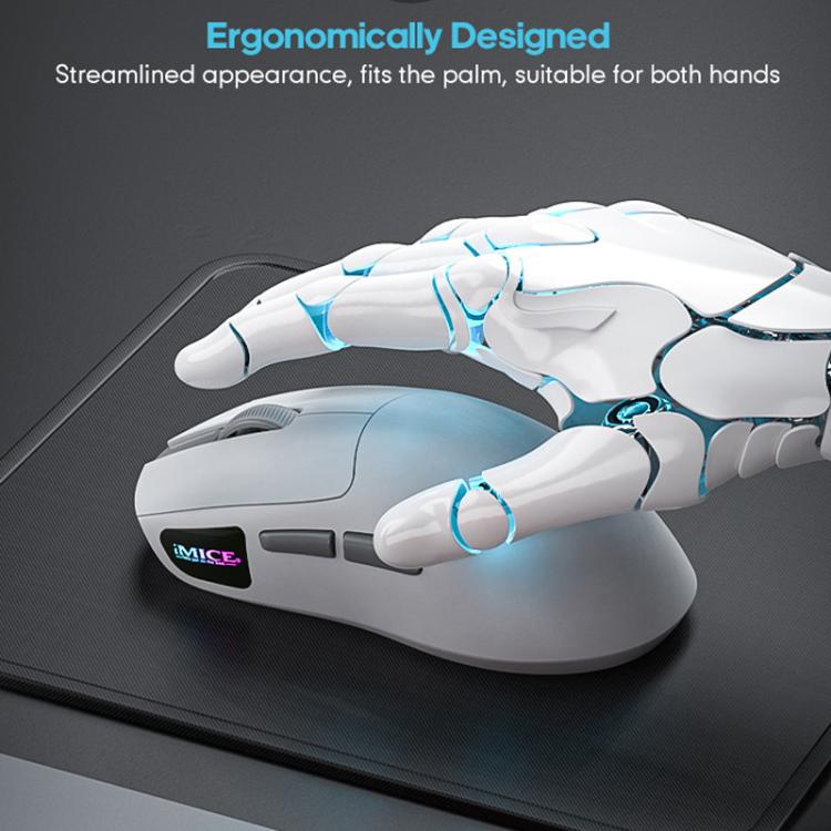 Souris de jeu iMICE G900 6 touches 12 800 DPI, rechargeable, sans fil, Tri-Ode (blanche) - B4