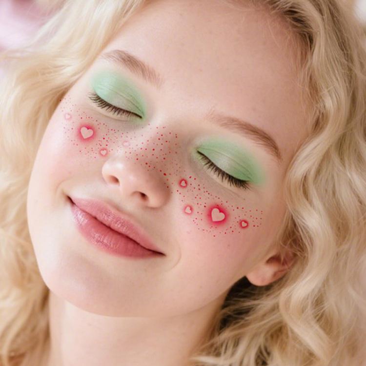 6 In 1 Realistic Fake Freckle Tattoos with Blush Effect Waterproof Cheek Stickers for Kids & Adults