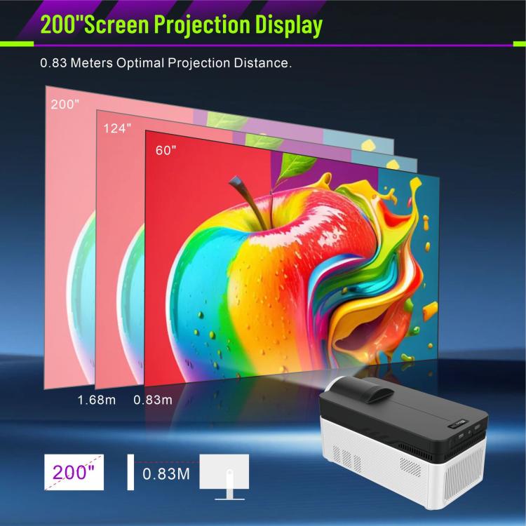 8K Home Theater Portable Android Projector With Smart Decoder(US Plug)