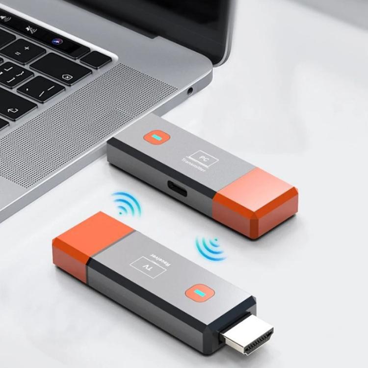 HDMI Wireless Transmitter 50M Signal Extension 1080P WIFI Computer Wireless Casting Same Screen, Transmitter + Receiver(Orange) - B1