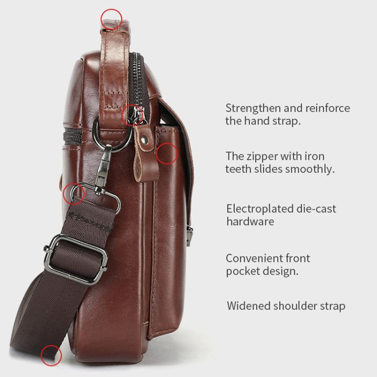 Sacoche Homme BULLCAPTAIN En Cuir Véritable - Pour PC 14 Pouces, Bandoulière Business