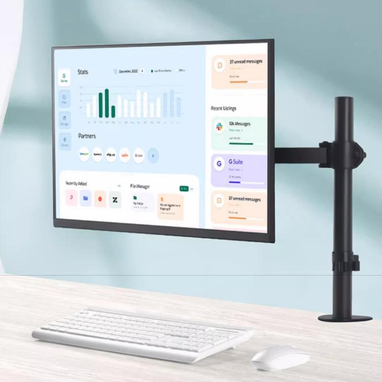 Desk Clamp Monitor Stand with Telescopic Arm, 40cm Height-Adjustable ...