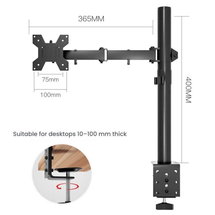 Desk Clamp Monitor Stand with Telescopic Arm, 40cm Height-Adjustable ...