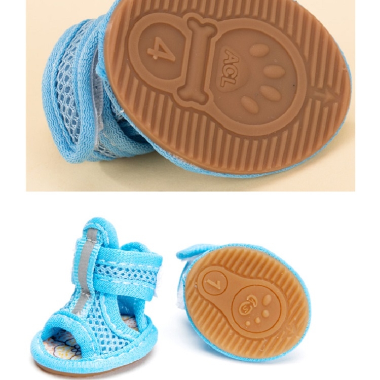 Sandalias antideslizantes para mascotas de malla con fondo de tendón, tamaño: 5: 5,5x6,5 cm (rojo grande) - 3