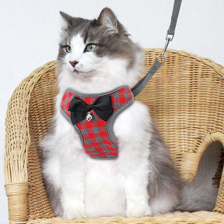 This is a combination of Durable Adjustable Bow Plaid Vest Harness with Rope Leash For Dogs And Cats